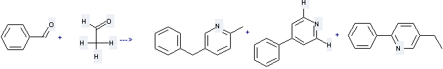 Pyridine,5-ethyl-2-phenyl- can be prepared by benzaldehyde and acetaldehyde